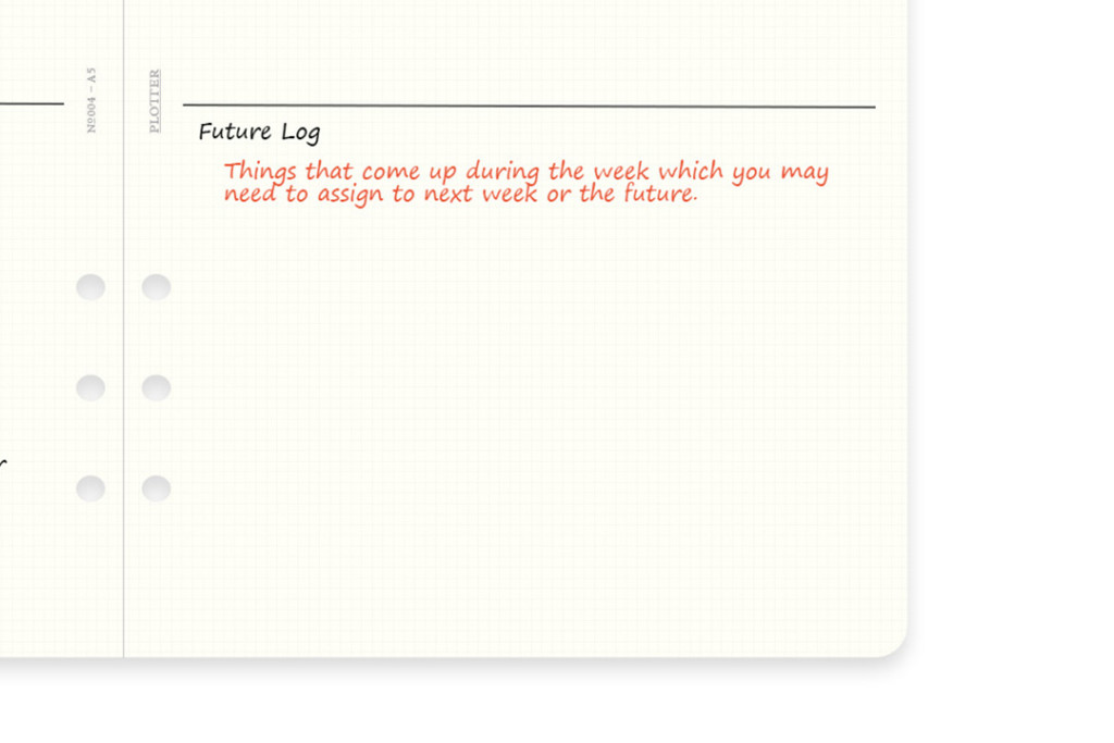 A5 Size 2 mm grid refills with sample future log.