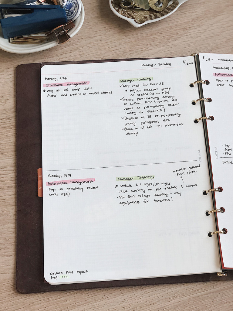 A5 Size 2 mm grid refills with sample daily spread.