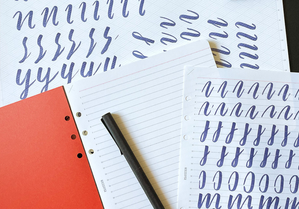 Calligraphy practice in PLOTTER on 6 mm Lined Refills.