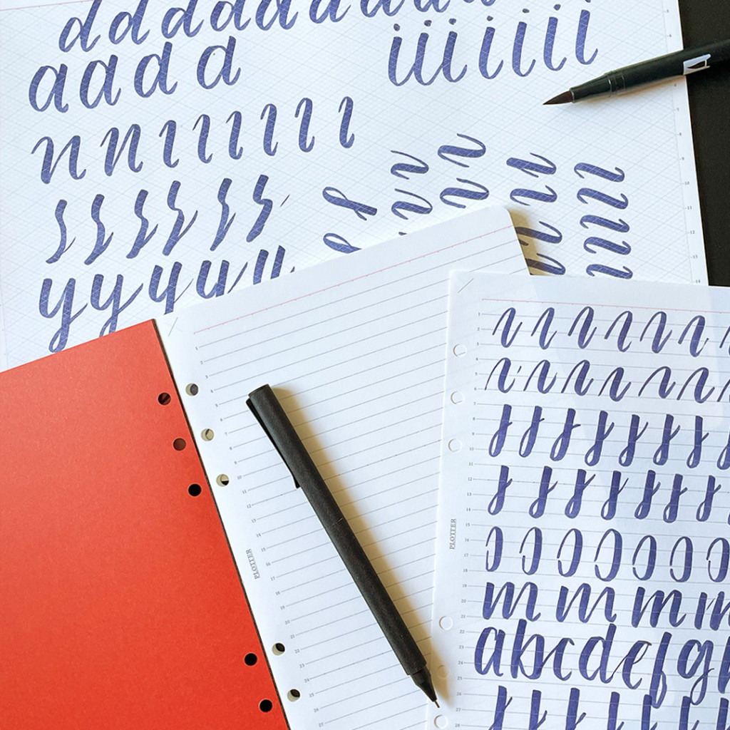 Calligraphy practice in PLOTTER on 6 mm Lined Refills.
