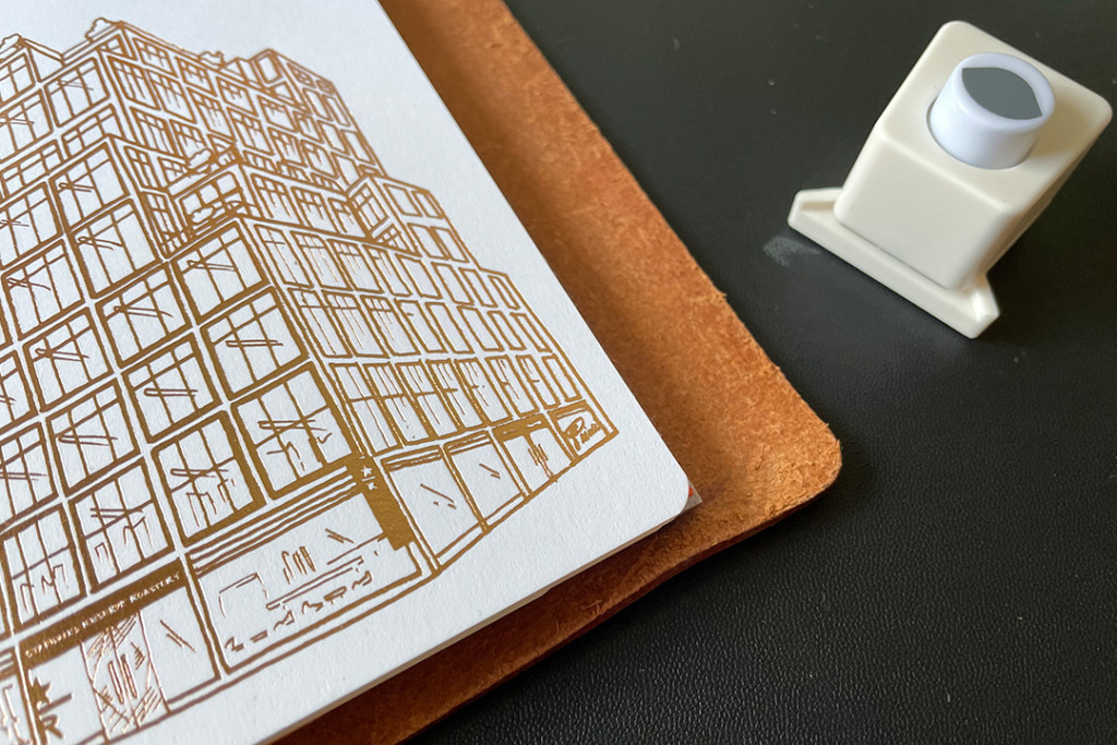 Rounding corners of postcard.