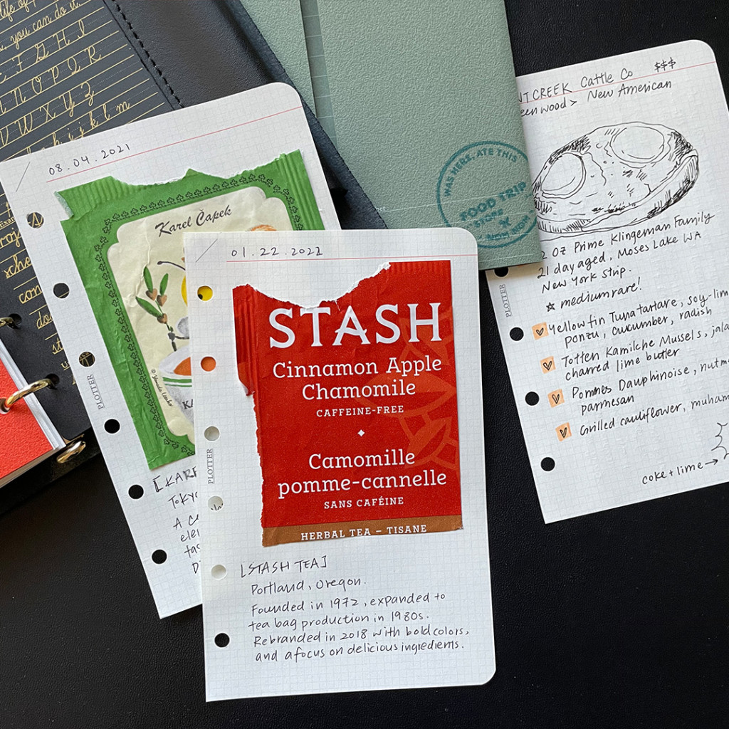 Recording tea packaging using PLOTTER Refills in Mini Size.
