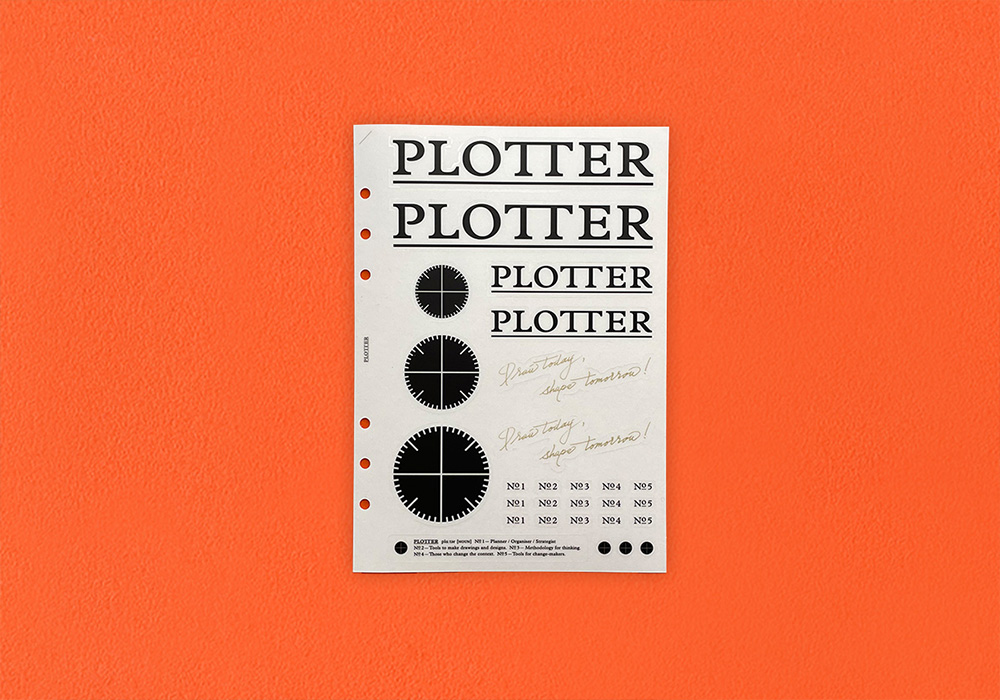 PLOTTER Sticker Sheet with PLOTTER logos as the design.