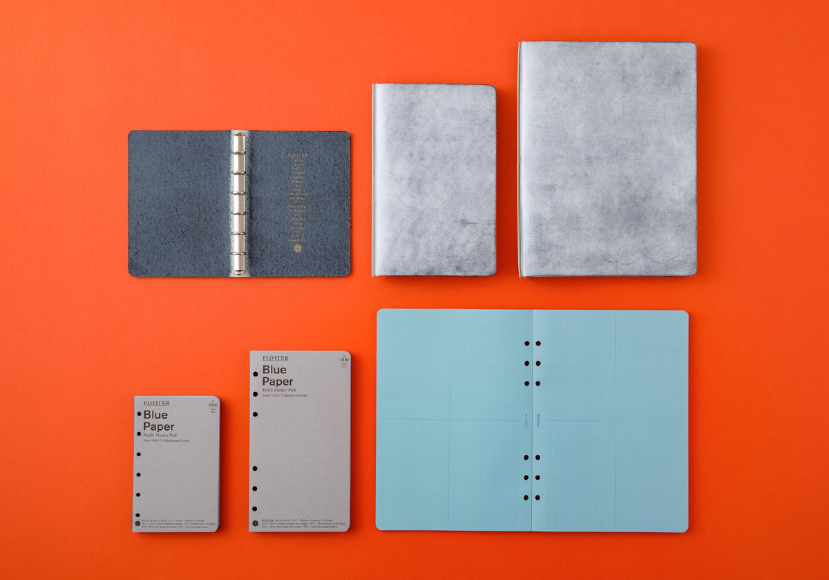 Shiranami Blue in three sizes next to Refill Memo Pads Blue 