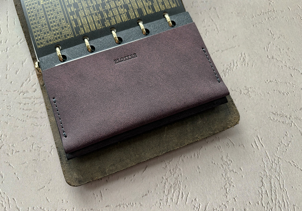 PLOTTER Limited Purple Leather Card Case inside the Mini 5 Leather Binder.