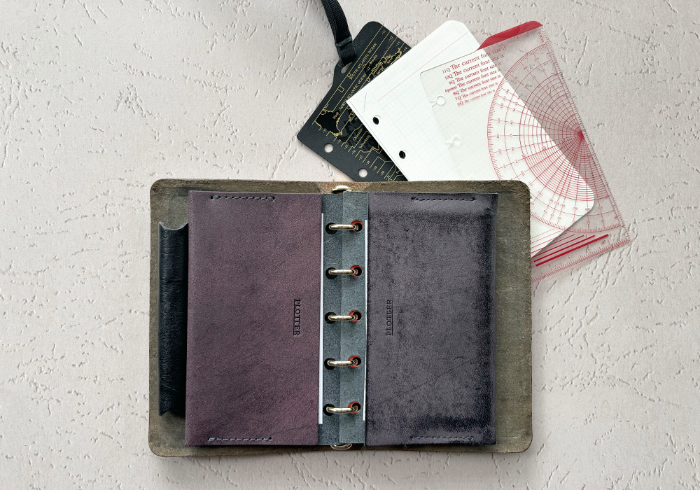 A side by side comparison of the purple and original Leather Card Cases.