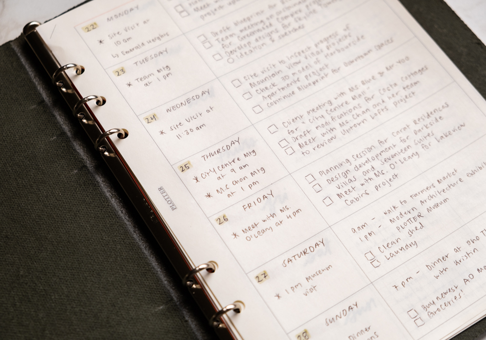 Using A5 Chart Grid Refill as a weekly to-do list.