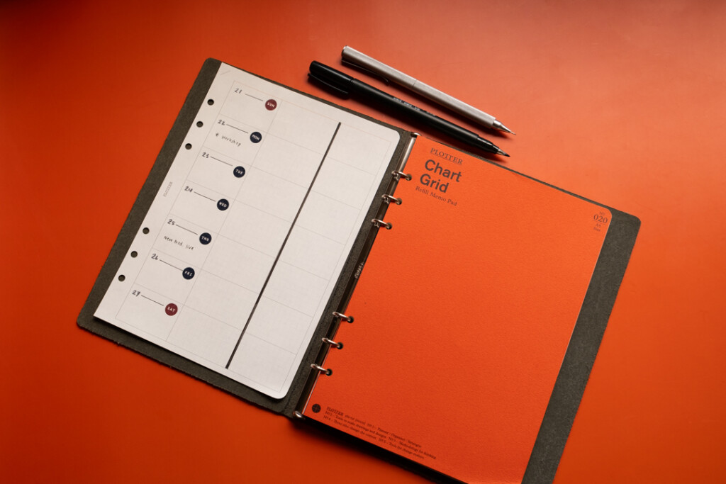A5 Chart Grid refill used as a weekly schedule with Refill Memo Pade.