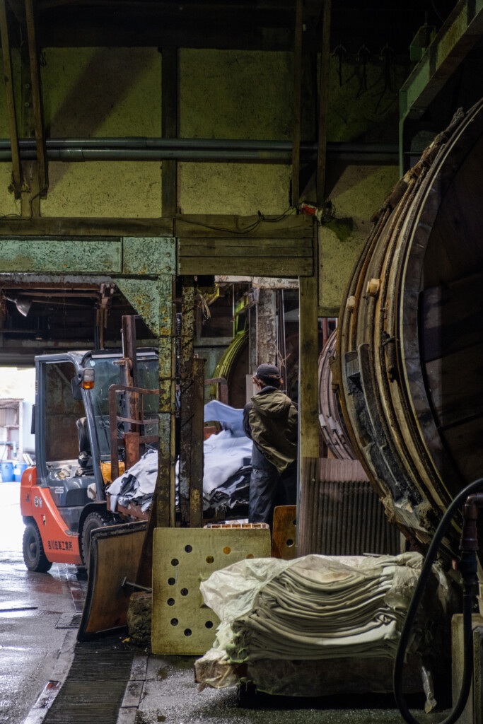 The inside of the leather tannery.