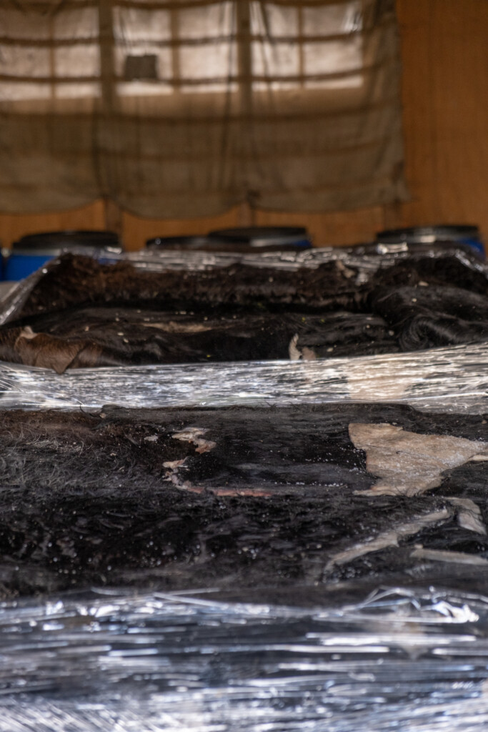 Dried leather packed into a palette