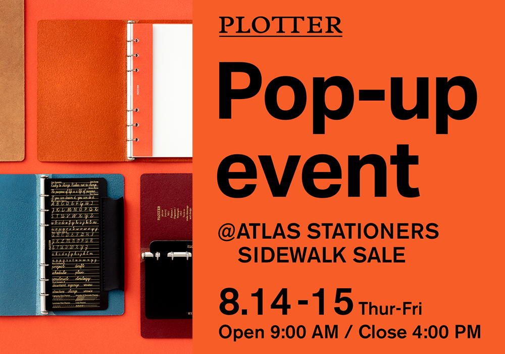 Pop-Up Event Orange Poster with black text advertising the Atlas Stationers Sidewalk Sale.