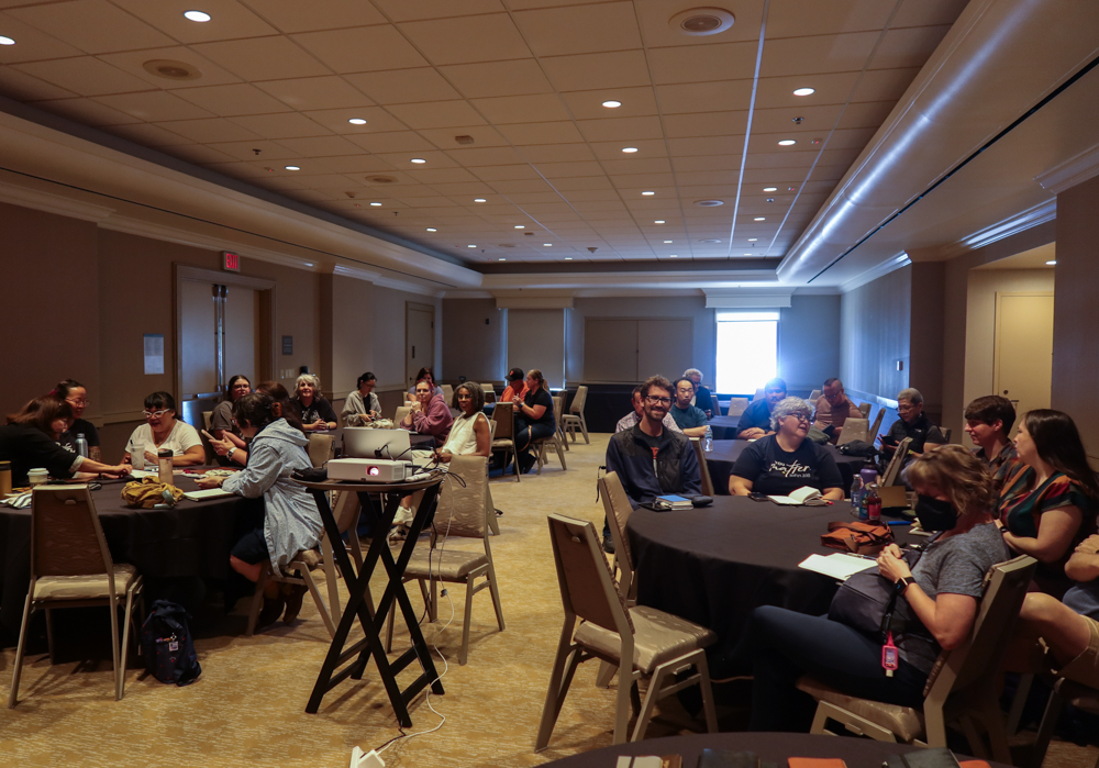Attendees listening to the PLOTTER Behind the Scenes seminar at the SF Pen Show.