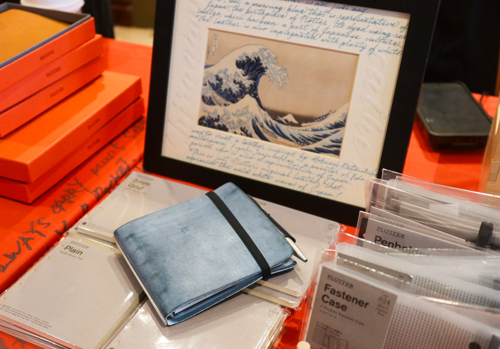 PLOTTER Leather Binder in Shiranami Square Size on the PLOTTER USA table at the SF Pen Show.