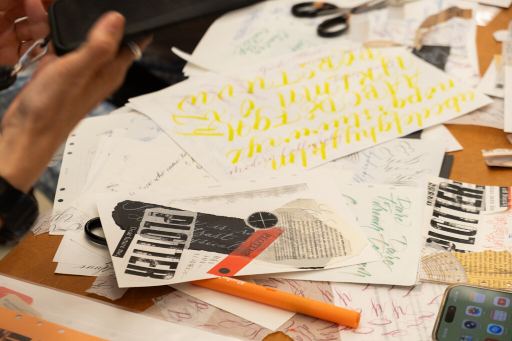 A pile of collage materials curated for the PLOTTER TOKYO workshop, which takes place on the third floor of PLOTTER TOKYO.