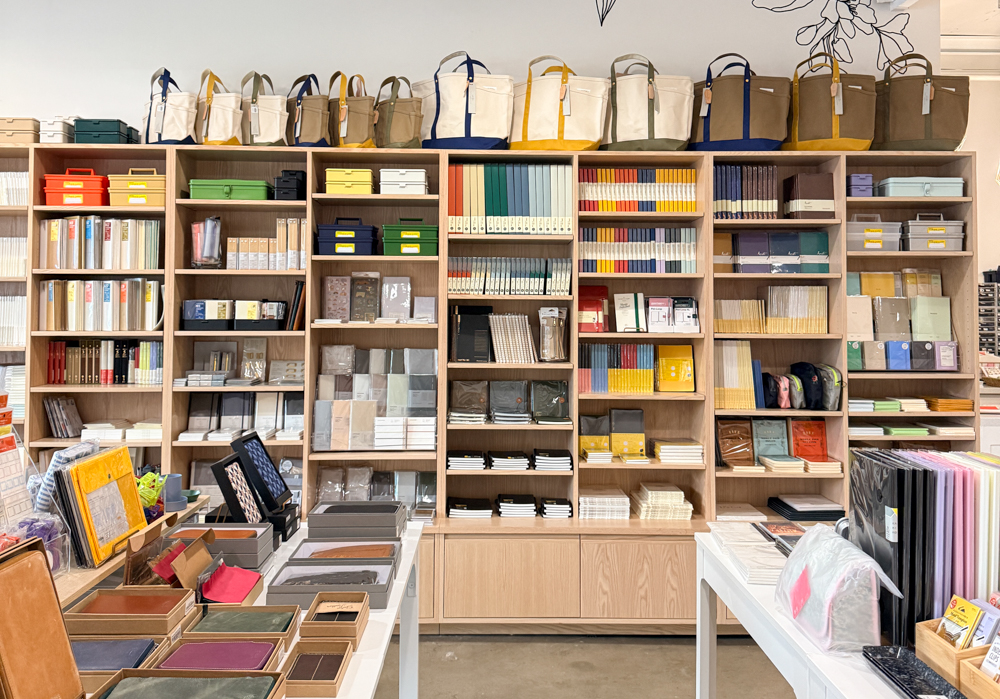 The interior of M.Lovewell in Santa Ana, California, which is filled with stationery, paper goods, and fine writing instruments.