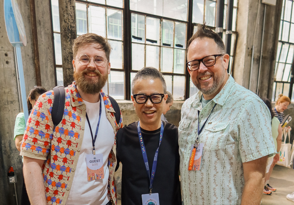 Takayuki Saito, director of PLOTTER with Brad Dowdy and Myke Hurley, the hosts of the Pen Addict Podcast.
